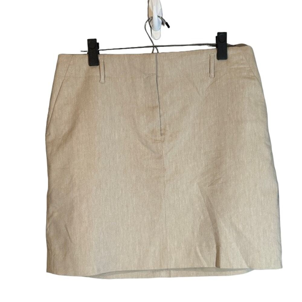 Ann Taylor Women’s Beige Linen Blend Mini Skirt with Pockets Size 12 Petite